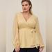 Torrid Tops | Knit Glitter Lurex Surplice Peplum Top - Size 00x | Color: Gold | Size: 00 Plus