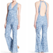 Free People Pants & Jumpsuits | Free People Womans Sz 10 Denim Jumpsuit Dance All Night Blue Floral Cotton Hemp | Color: Blue | Size: 10