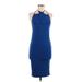 Club L London Cocktail Dress - Bodycon Halter Sleeveless: Blue Solid Dresses - New - Women's Size 6