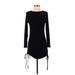 Steve Madden Casual Dress - Mini Crew Neck Long sleeves: Black Print Dresses - Women's Size Small