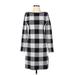 Ann Taylor Casual Dress - Sweater Dress: Gray Checkered/Gingham Dresses - Women's Size X-Small