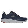 Skechers Men's Relaxed Fit: D'Lux Walker 2.0 - Steadyway Sneaker | Size 11.5 | Navy/Orange | Textile/Synthetic | Vegan | Machine Washable