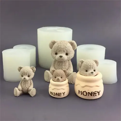 Teddybär Form Honig kann Silikon form Kerze Bär Kuchen Dekoration Schokolade Back kuchen aromatische Kerze Gips Tropf form
