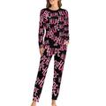 Breast Cancer Awareness Hope Soft Womens Pyjamas Long Sleeve Warm Fit Pajamas Loungewear Sets with Pockets 6XL