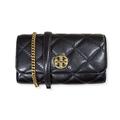 Tory Burch Womens 150076 Willa Diamond Quilted Soft Leather Crossbody Chain Wallet Bag,, 001 Black, Willa Quilted Chain Wallet