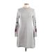Ultra Flirt Casual Dress Mock 3/4 sleeves: Gray Marled Dresses - Women's Size Large