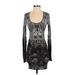 Helmut Lang Casual Dress: Gray Damask Dresses - Women's Size Small