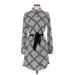 Vince Camuto Casual Dress - A-Line High Neck Long sleeves: Gray Dresses - Women's Size 8