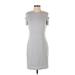 1.State Casual Dress - Sheath Cold Shoulder Short sleeves: Gray Print Dresses - Women's Size Small