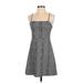 Express Casual Dress - A-Line Square Sleeveless: Gray Plaid Dresses - Women's Size Small