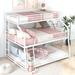 Twin XL Over Full XL Over Queen Triple Bunk Bed 3-tier Metal Bedframe with Long and Short Ladder and Full-Length Guardrails