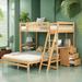 Artsy Timeless Style Twin over Full Bunk Bed with Built-in Desk and Three Drawers, Large Storage Space, Separate Design, Natural