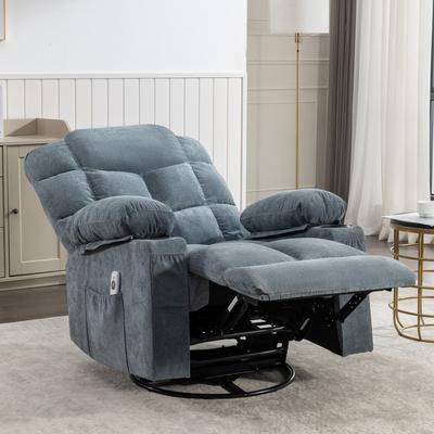 Manual Heat Massage Rocker Sofa Recliner w/USB Port & Cup Holders