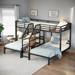 Twin over Twin & Twin Triple Bunk Bed with Shelves Staircase, Silver