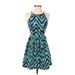 Design Lab Lord & Taylor Casual Dress - A-Line Crew Neck Sleeveless: Teal Chevron/Herringbone Dresses - Women's Size X-Small