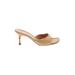 Casadei Sandals: Slip-on Kitten Heel Cocktail Party Gold Print Shoes - Women's Size 9 1/2 - Open Toe