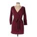 Mi ami Casual Dress - Sweater Dress: Burgundy Marled Dresses - Women's Size Large