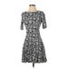 H&M Casual Dress - Fit & Flare: Blue Print Dresses - Women's Size 4