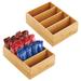 mDesign Bamboo Wood Food Storage Organizer Bin Box, 4 Divided Sections Wood in Brown | 3.5 H x 9 W x 12 D in | Wayfair 21590MDK