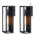 17 Stories Avaldi 1-Light Outdoor Dusk-to-Dawn Sensor Wall Light w/ Matte Finish & Clear Glass Glass/Metal in Black | Wayfair