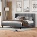 Latitude Run® Queen Size Bed w/ LED Frame, Twin XL Size Trundle & 2 drawers Upholstered/Linen in Gray | 38.6 H x 81.1 W x 81.1 D in | Wayfair