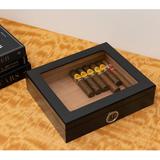 Latitude Run® Carbon Fiber Design Cigar Humidor, Cedar Lined Cigar Humidor, Holds up to 30 Cigars Wood in Black/Brown | Wayfair