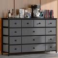 17 Stories Abdulfatah Dresser TV Stand w/ 13 Drawer Black Dresser for Bedroom Metal in Gray | 31.5 H x 39.4 W x 11.8 D in | Wayfair