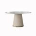 Everly Quinn Bonneval Pedestal Dining Table Metal in White | 29.5 H x 47.2 W x 47.2 D in | Wayfair 063A5D2FF1714E5F89A057D9688BFC6C