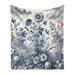 Wrought Studio™ Floral Eucalyptus Fleece Throw Blanket Vintage Flowering Slate Blue & Burgundy Fleece/Microfiber/Fleece, | 80 H x 60 W in | Wayfair