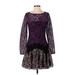 ZAC Zac Posen Cocktail Dress - A-Line: Purple Color Block Dresses - New - Women's Size 8