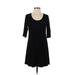 Eileen Fisher Casual Dress - Mini Scoop Neck 3/4 sleeves: Black Print Dresses - Women's Size X-Small