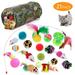 Tripumer 21PCS Cat Toys Kitten Toy Set Folding Camouflage Cat Tunnel Indoor Interactive Pet Toys Teaser Cat Feather Toy Colourful Mouse Plush Ball Bell Ball Toy Kit Kitten Puppy