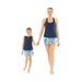 Matchable Mother or Daughter Hawaiian Activewear Set Women Tennis Shorts Firebird Blue White Large