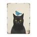 TopPacific Funny Metal Tin EC36 Sign Cat with Blue Bird Vintage Wall Art Decoration Living Home Decor Room Bathroom Humorous Kitchen Poster Decor Man Cave Decor 12x8 Inches(4038)