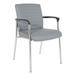 Pemberly Row Guest Chair in Charcoal Gray Faux Leather with Chrome Frame