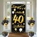 40th Birthday Decoration Background SE33 Door Decoration Banner Fabric Sign 40th Birthday Party Welcome Sign Poster Men Birthday Decoration Door Banner Gold Black 35.4 x70