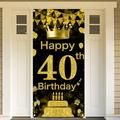 40th Birthday Decoration Background CM31 Door Decoration Banner Fabric Sign 40th Birthday Party Welcome Sign Poster Man Birthday Decoration Door Banner Gold Black 35.4 x70