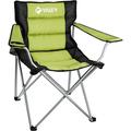 VILLEY Camping Chairs Padded Folding Chair Outdoor Portable High Camp Chair for Adult Foldable Outside Arm Chair with Cup Holder & Carry Bag Green