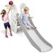 Danolapsi 4 in 1 Toddler Slide Indoor Slide for Toddlers 1-7 Kids Slide with Basketball Hoop and Climbing Ladders Baby Slide for Kid Play Climber Slide Playground Ideal Gift for Boys & Girls