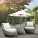 Cozy Outdoor Set - Swivel Woven Chairs Side Table - All-Weather Resin Wicker Powder-Coated Aluminum Fully Assembled