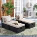 SAFAVIEH Pramla Outdoor Patio 4 Piece Sette With Ottoman Black/Light Grey