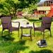 3 Pieces Outdoor Seating Group Furniture PE Rattan Patio Furniture Wicker Patio Chairs Set Patio Bistro Sets Outdoor Conversation Sets - Brown