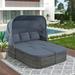 Outdoor Patio Furniture Set Daybed Sunbed with Retractable Canopy Conversation Set Wicker - Gray