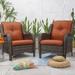 Cozywor 2-Piece Outdoor Patio Ratten Wicker Lounge Chair WIth Cushion Orange