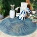 Safavieh Courtyard Marla Indoor/ Outdoor Waterproof Patio Backyard Rug Aqua/Navy 6 7 x 6 7 Round 6 Round 8 Round Outdoor Living Room Patio