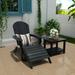 WestinTrends Tuscany 3-Piece HIPS Outdoor Folding Adirondack Seashell Chair With Folding Ottoman And Side Table Black
