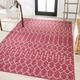 JONATHAN Y Trebol Moroccan Geometric Textured Weave Indoor/Outdoor Area Rug Fuchsia/Light Gray 9 X 12 Geometric 9 x 12 Outdoor Indoor Living Room