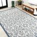 JONATHAN Y JONATHAN Y Ourika Vintage Filigree Textured Weave Indoor/Outdoor Area Rug 5 X 8 - Blue/Cream