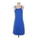 Athleta Casual Dress - A-Line Square Sleeveless: Blue Solid Dresses - Women's Size X-Small