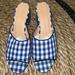 J. Crew Shoes | J. Crew Slide Gingham Shoes Sandals | Color: Blue | Size: 9